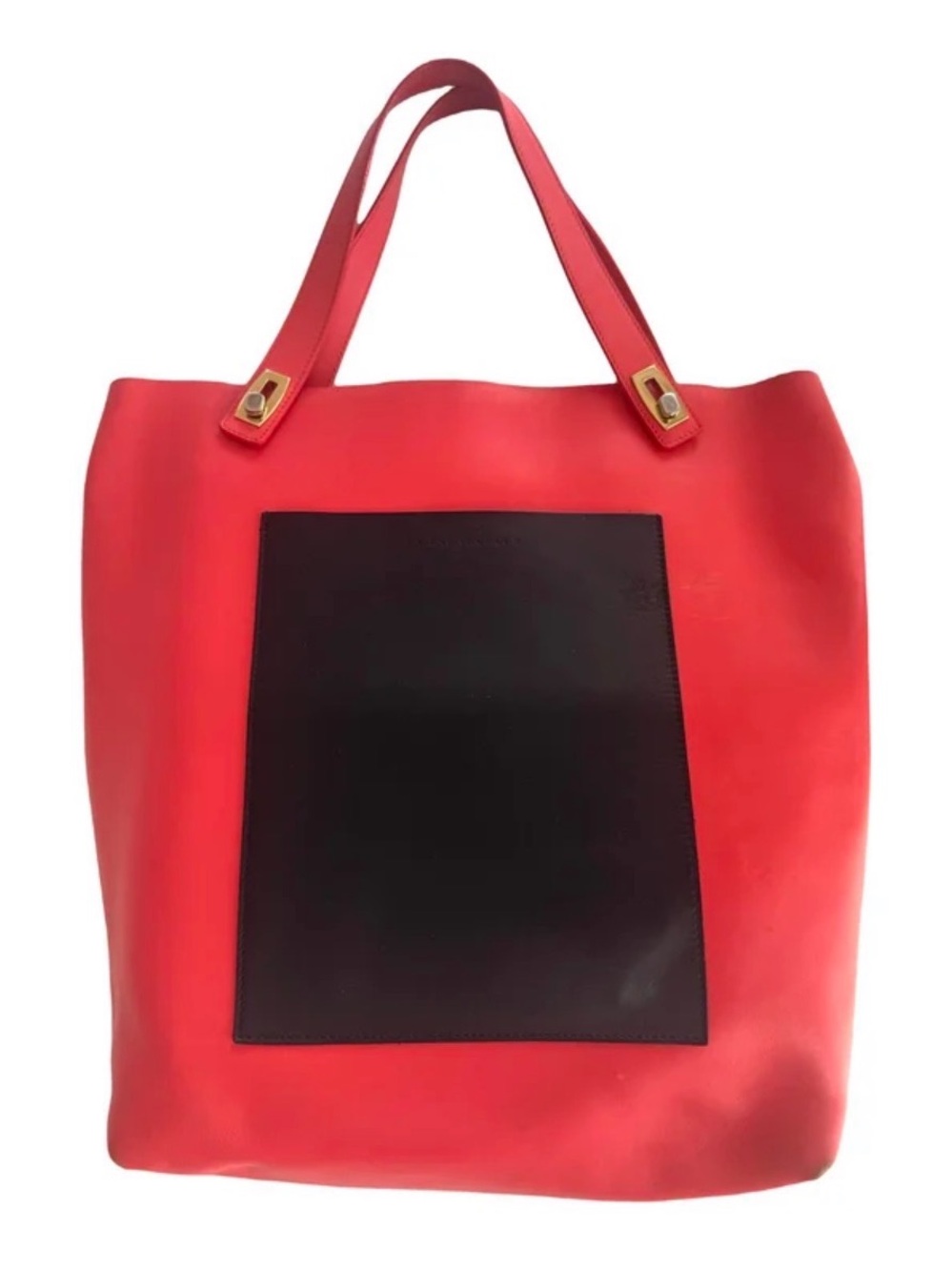 Balenciaga Red Tote with Black Front Pocket